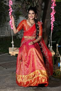 Jenny Honey in Red Embellished Lehenga Choli