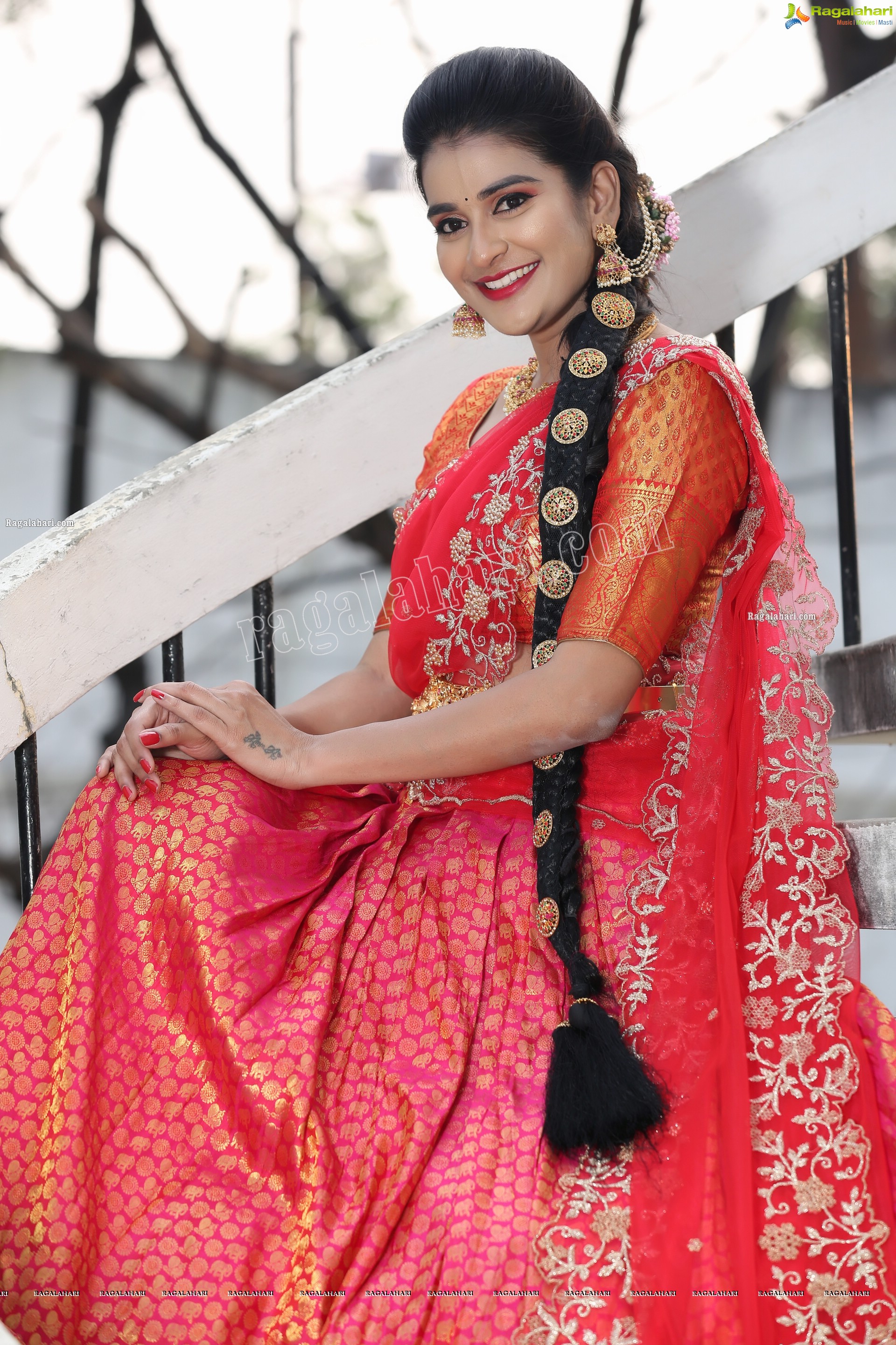 Jenny Honey in Red Embellished Lehenga Choli, Exclusive Photo Shoot