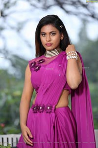 Priyanka Augustin in Purplish Pink Saree Exclusive