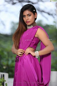 Priyanka Augustin in Purplish Pink Saree Exclusive