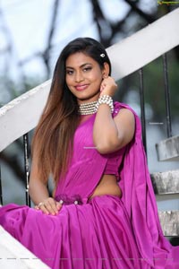 Priyanka Augustin in Purplish Pink Saree Exclusive