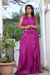 Priyanka Augustin in Purplish Pink Saree Exclusive
