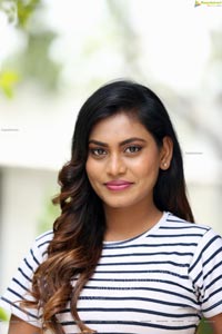 Priyanka Augustin in White Striped Top and Shorts