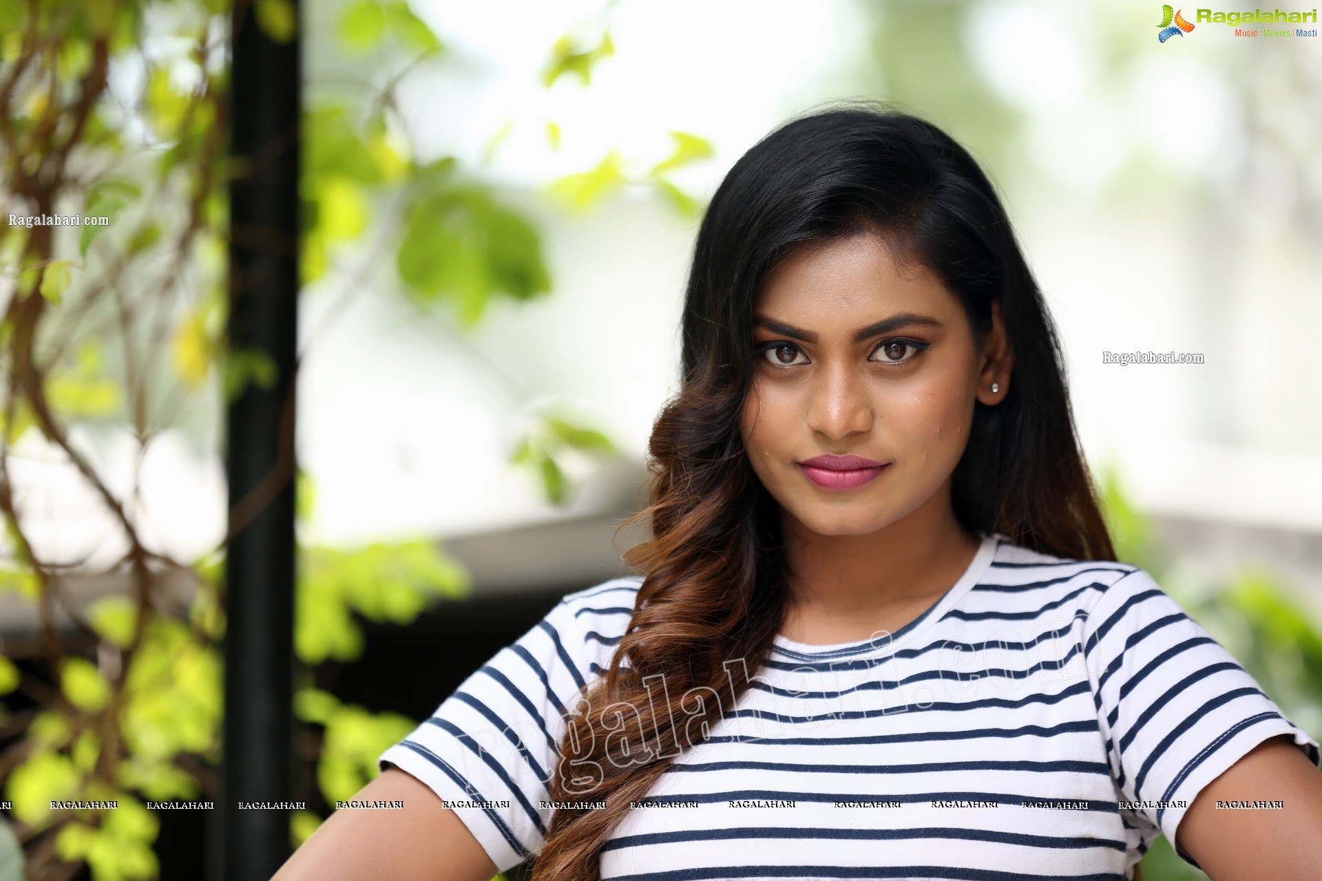 Priyanka Augustin in White Striped Top and Shorts, Exclusive Photo Shoot