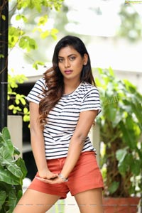 Priyanka Augustin in White Striped Top and Shorts