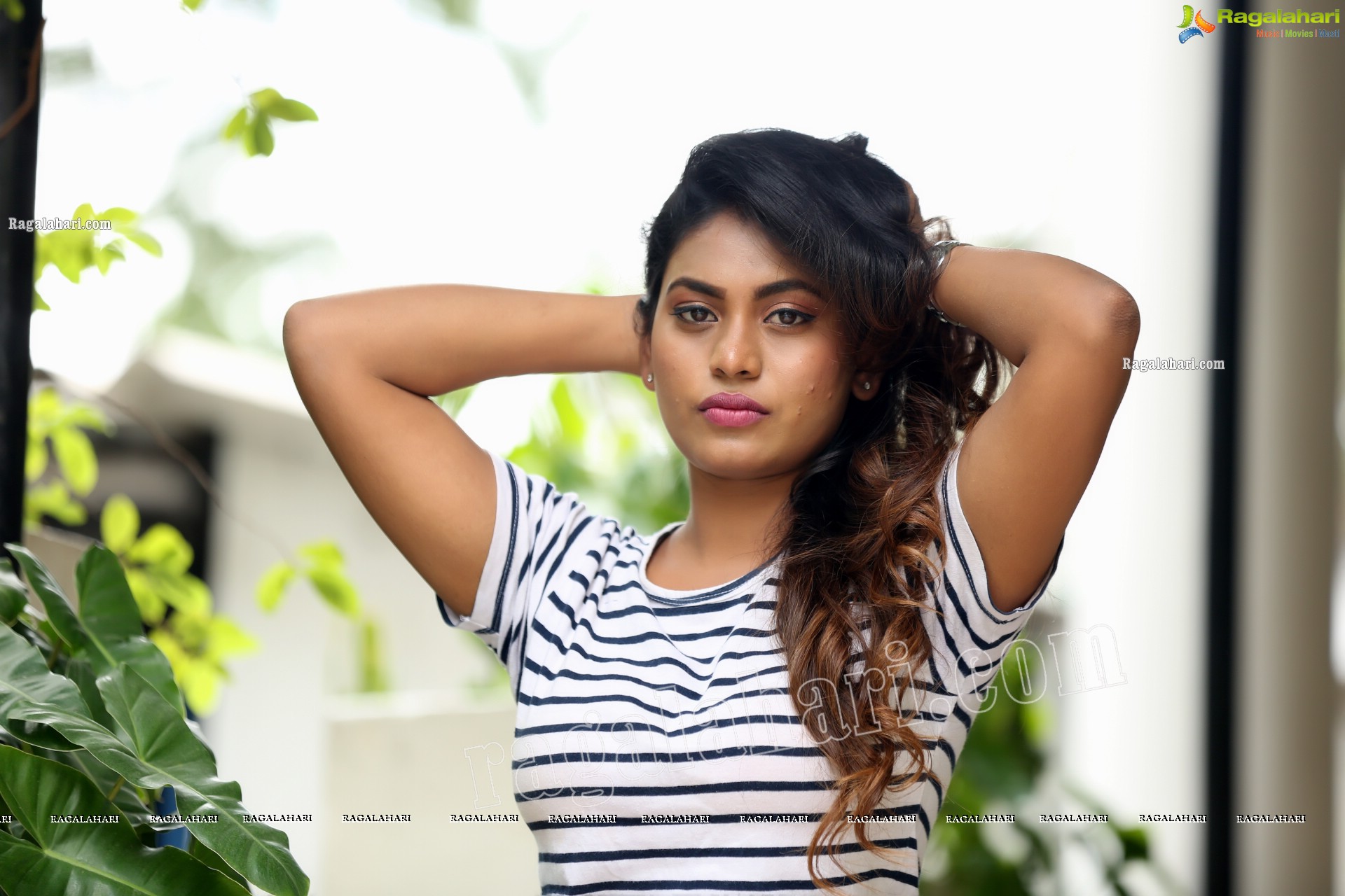 Priyanka Augustin in White Striped Top and Shorts, Exclusive Photo Shoot