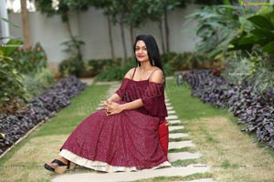 Sailaja in Burgundy Spaghetti Strap Cami Top and Skirt