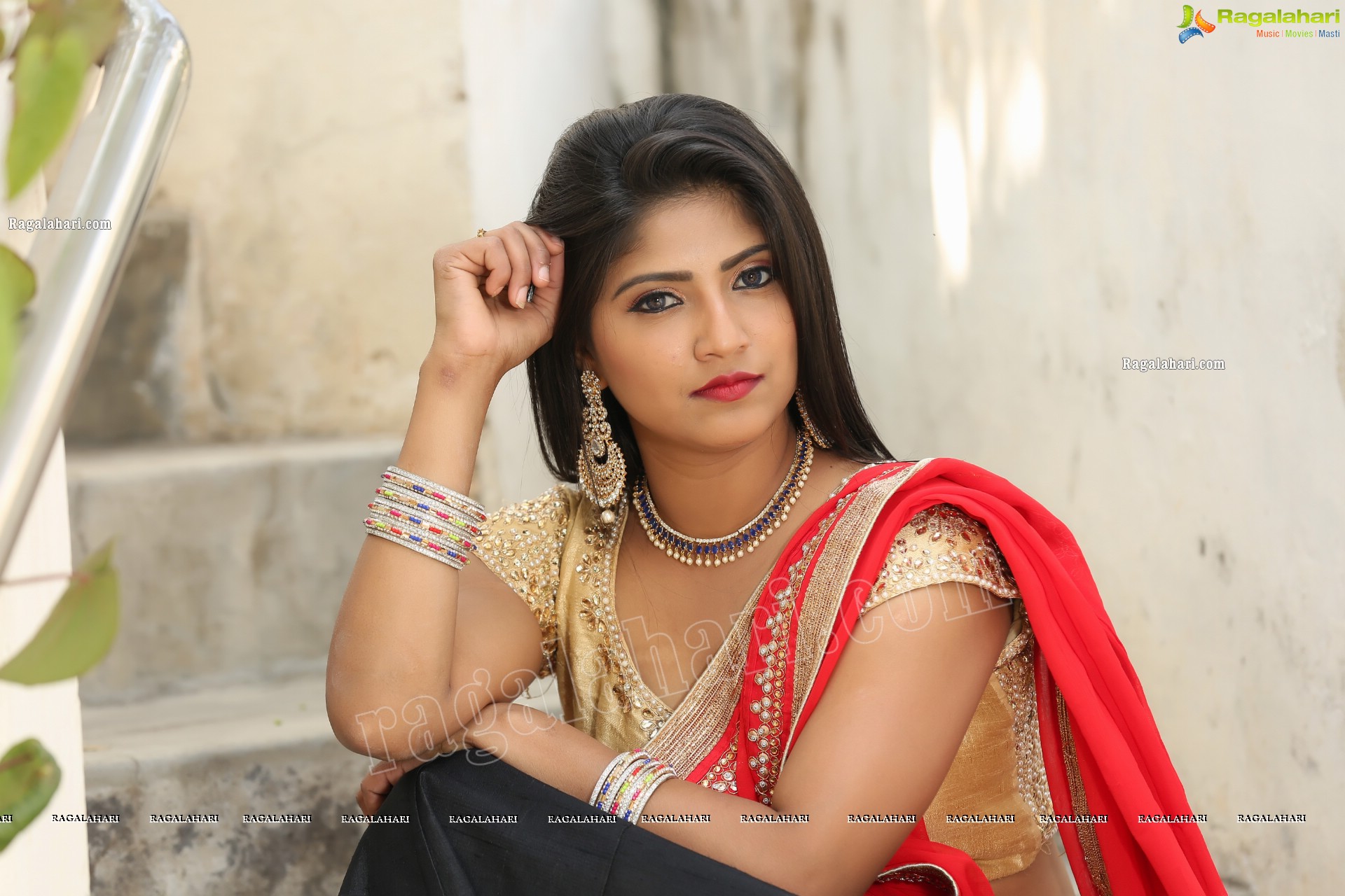 Shabeena Shaik in Black and Red Half Saree, Exclusive Photo Shoot