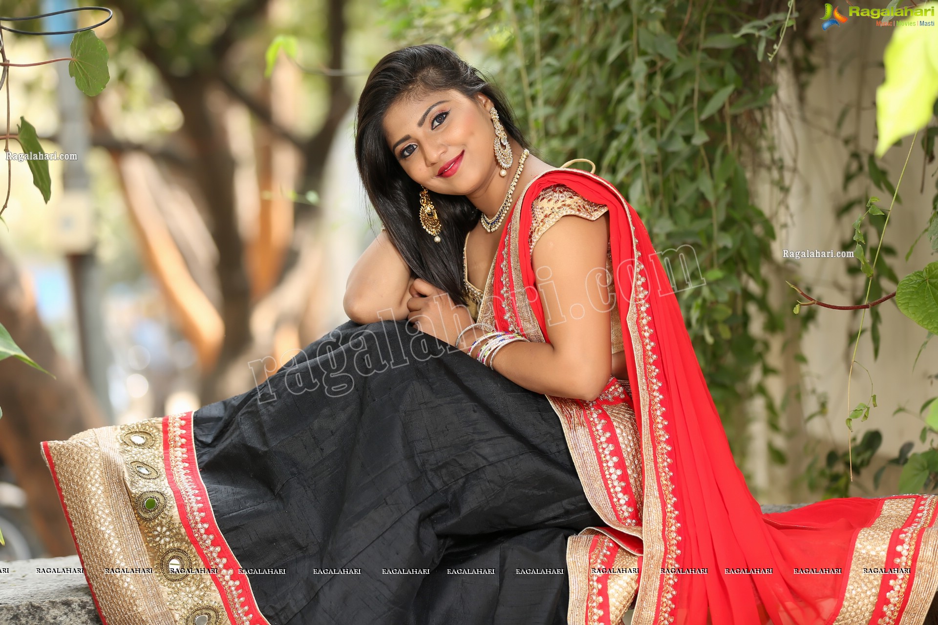 Shabeena Shaik in Black and Red Half Saree, Exclusive Photo Shoot