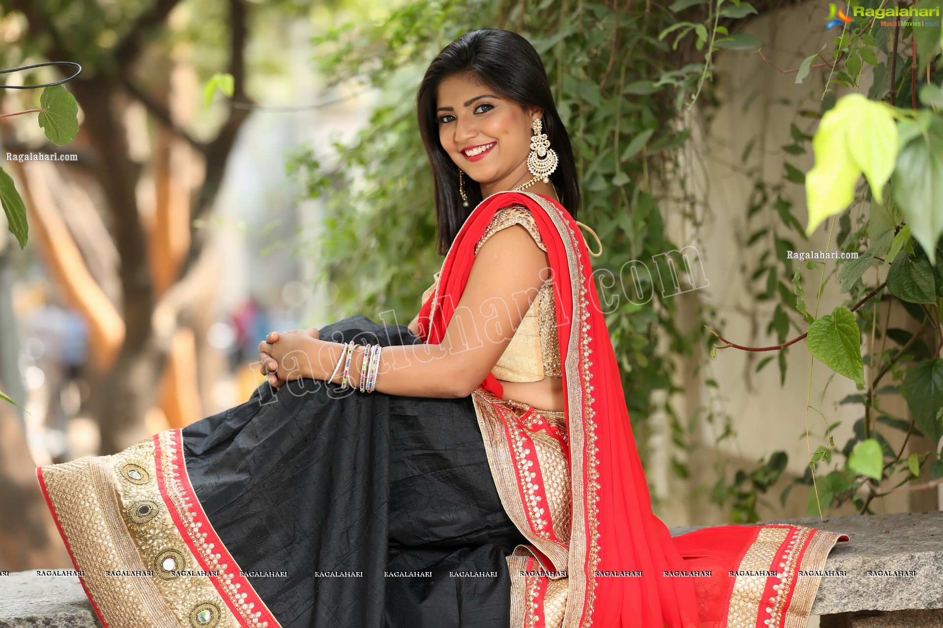 Shabeena Shaik in Black and Red Half Saree, Exclusive Photo Shoot