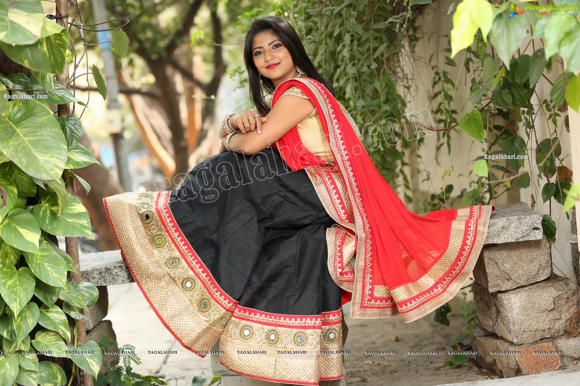 Shabeena Shaik in Black and Red Half Saree, Exclusive Photo Shoot