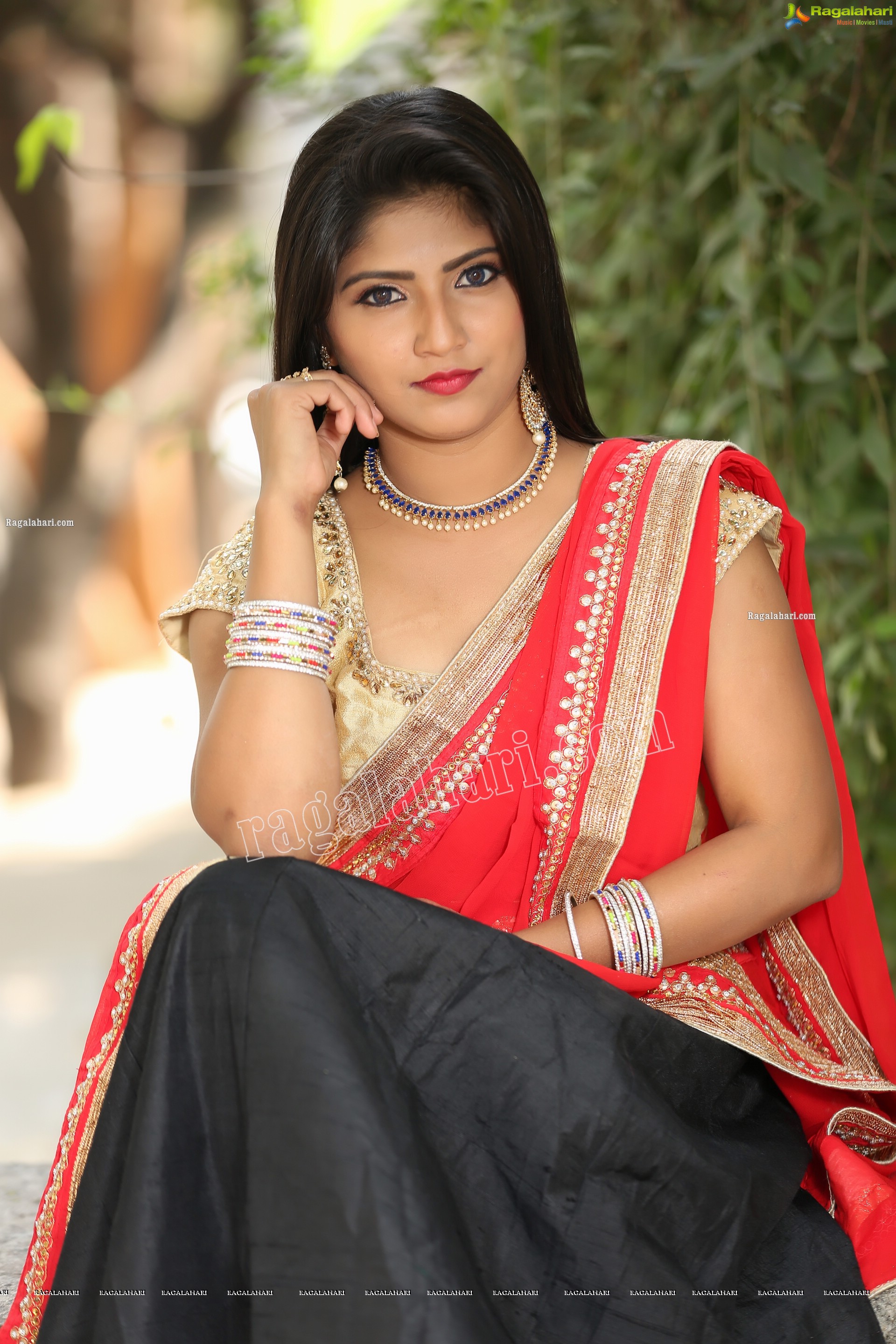 Shabeena Shaik in Black and Red Half Saree, Exclusive Photo Shoot