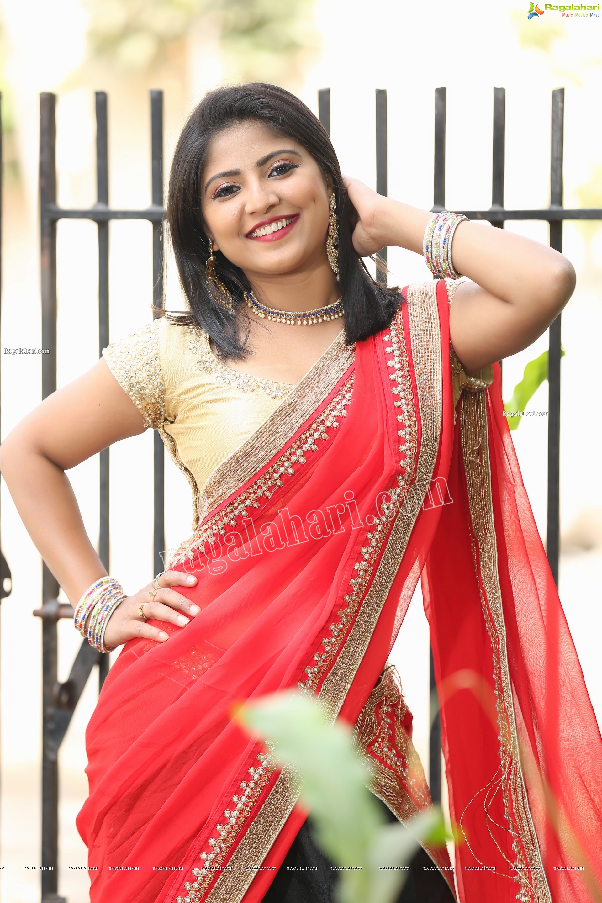 Shabeena Shaik in Black and Red Half Saree, Exclusive Photo Shoot