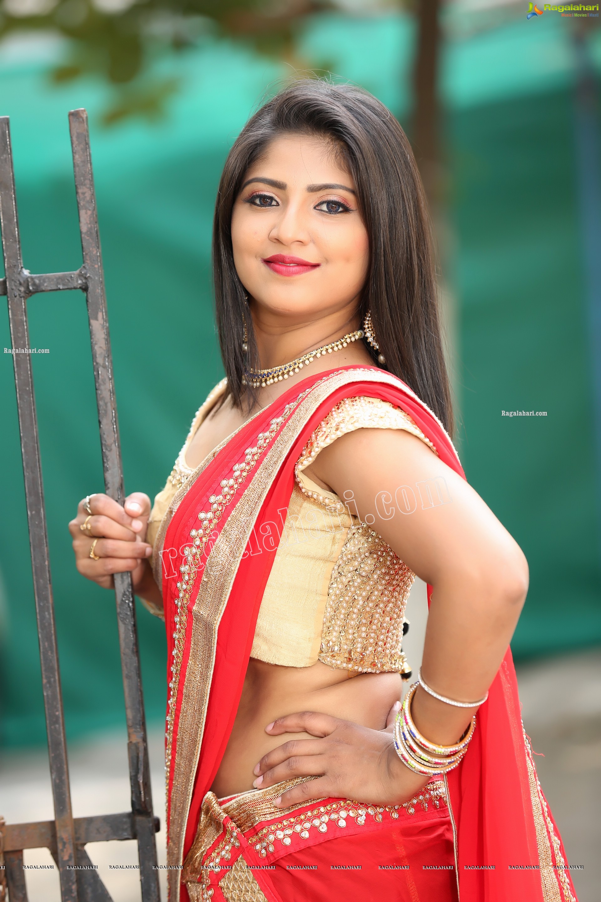 Shabeena Shaik in Black and Red Half Saree, Exclusive Photo Shoot