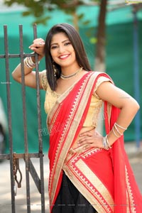 Shabeena Shaik in Black and Red Half Saree