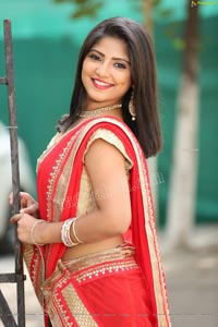 Shabeena Shaik in Black and Red Half Saree