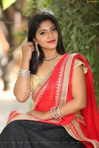 Shabeena Shaik in Black and Red Half Saree