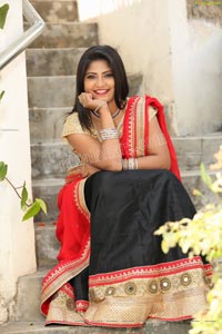 Shabeena Shaik in Black and Red Half Saree