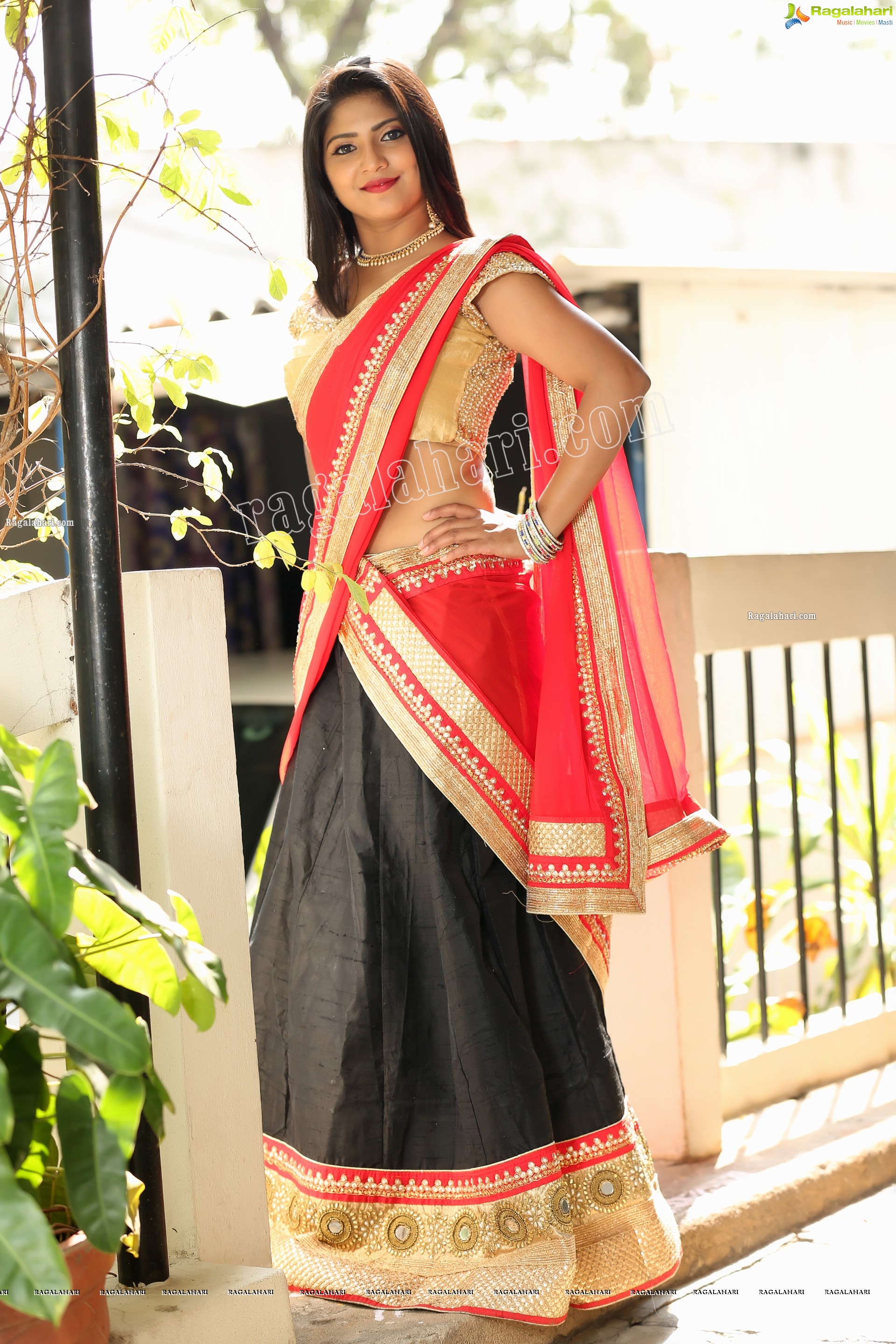 Shabeena Shaik in Black and Red Half Saree, Exclusive Photo Shoot