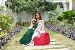 Shraavya Reddy in Bottle Green Pleated Jumpsuit