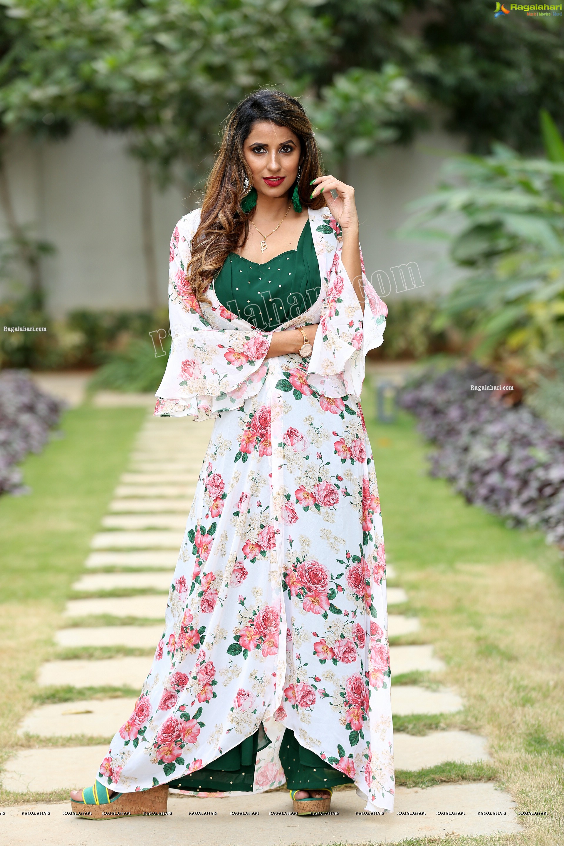 Shraavya Reddy in Bottle Green Pleated Jumpsuit, Exclusive Photo Shoot