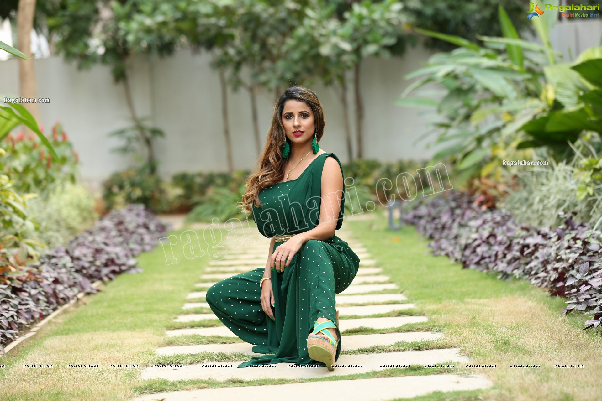 Shraavya Reddy in Bottle Green Pleated Jumpsuit, Exclusive Photo Shoot