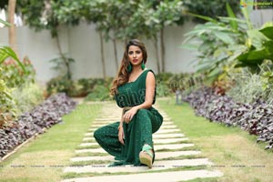 Shraavya Reddy in Bottle Green Pleated Jumpsuit