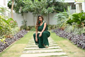 Shraavya Reddy in Bottle Green Pleated Jumpsuit