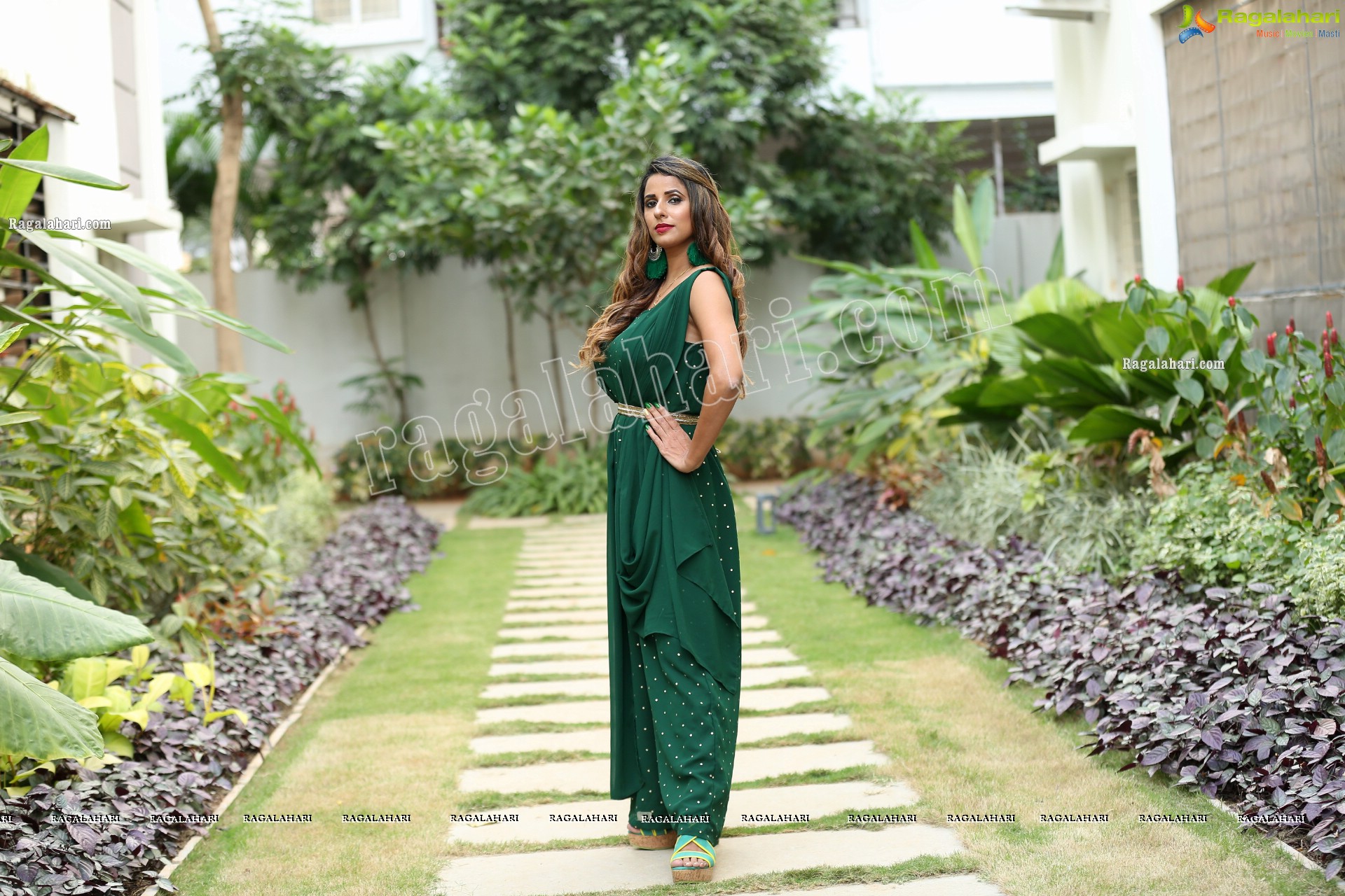 Shraavya Reddy in Bottle Green Pleated Jumpsuit, Exclusive Photo Shoot