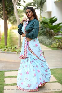 Shraavya Reddy in Mint Green Saree Exclusive