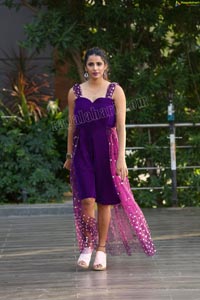 Shraavya Reddy in Purple Velvet Mini Dress
