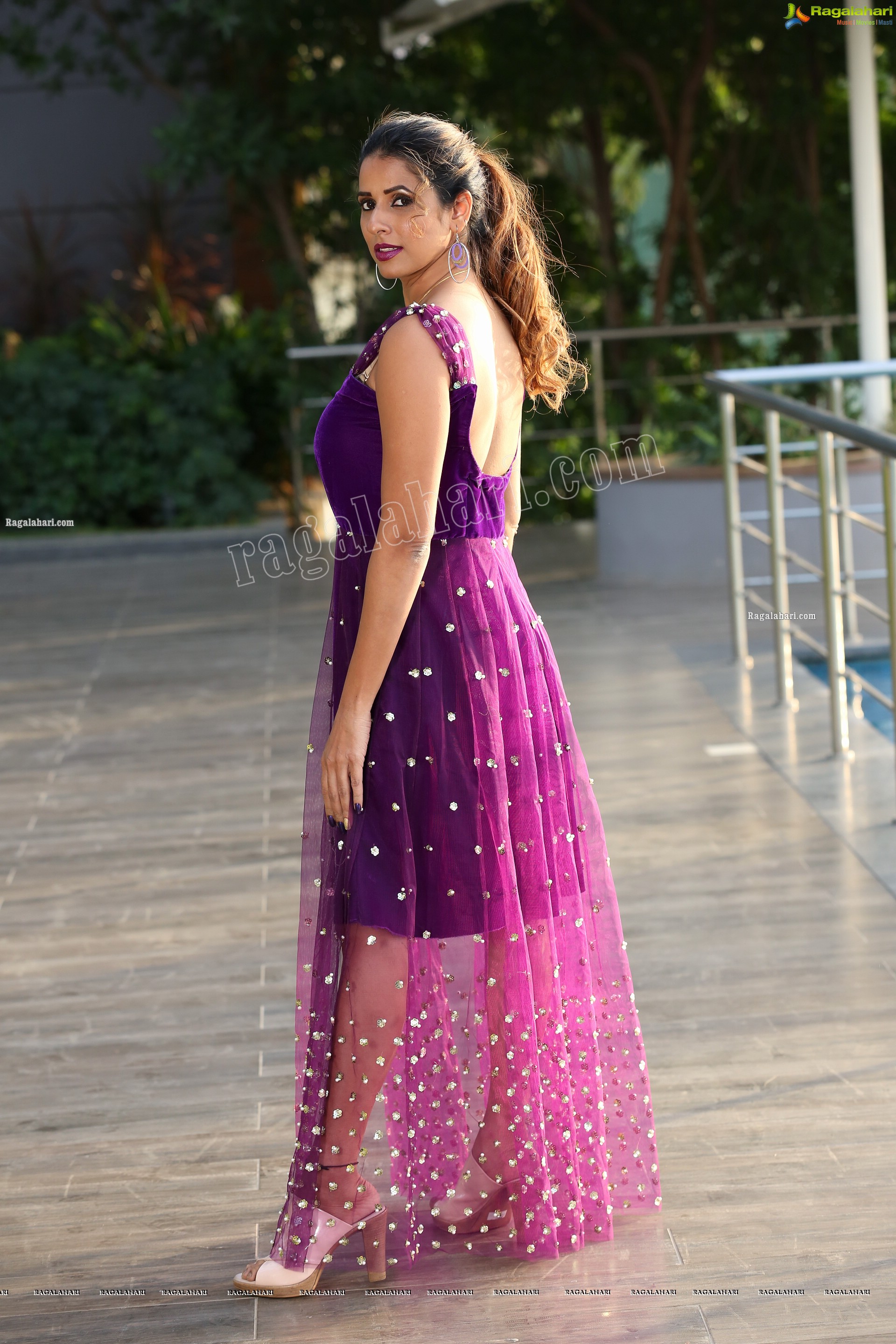 Shraavya Reddy in Purple Velvet Mini Dress, Exclusive Photo Shoot