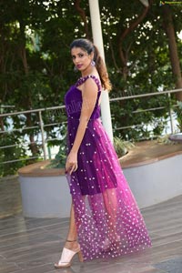 Shraavya Reddy in Purple Velvet Mini Dress