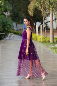 Shraavya Reddy in Purple Velvet Mini Dress