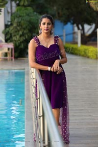 Shraavya Reddy in Purple Velvet Mini Dress