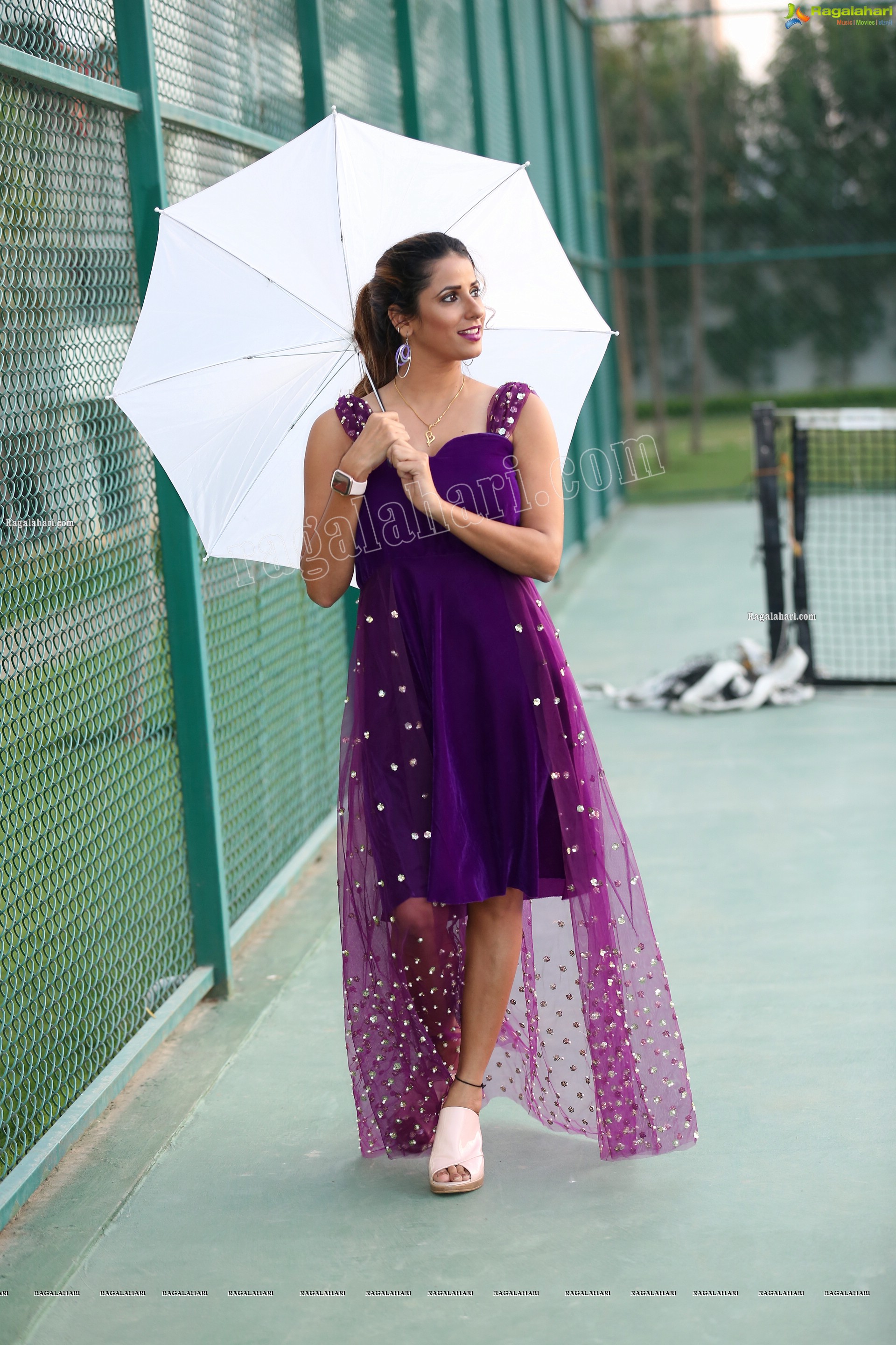 Shraavya Reddy in Purple Velvet Mini Dress, Exclusive Photo Shoot