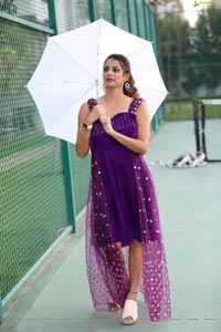 Shraavya Reddy in Purple Velvet Mini Dress