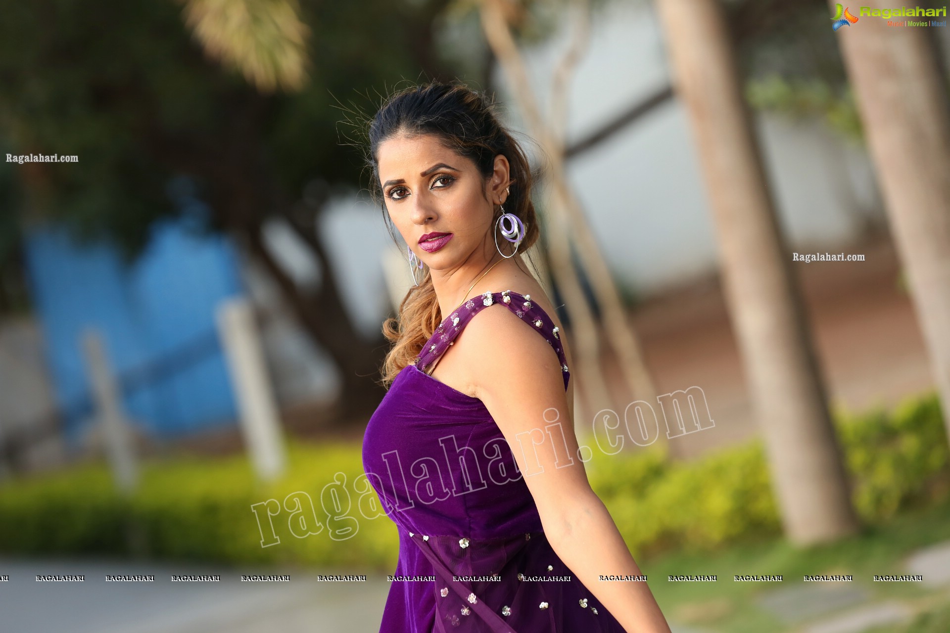 Shraavya Reddy in Purple Velvet Mini Dress, Exclusive Photo Shoot