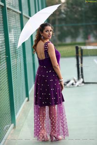 Shraavya Reddy in Purple Velvet Mini Dress