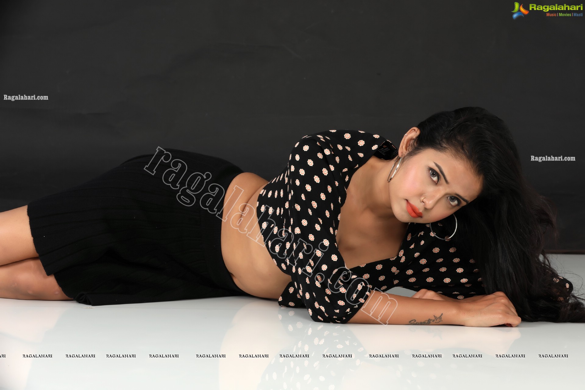 Swati Mandal in Black Front Tie Crop Top and Mini Skirt Exclusive Photo Shoot