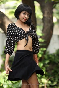 Swati Mandal in Black Front Tie Crop Top and Mini Skirt