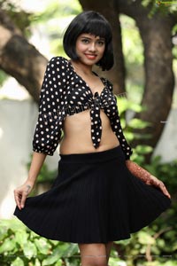 Swati Mandal in Black Front Tie Crop Top and Mini Skirt