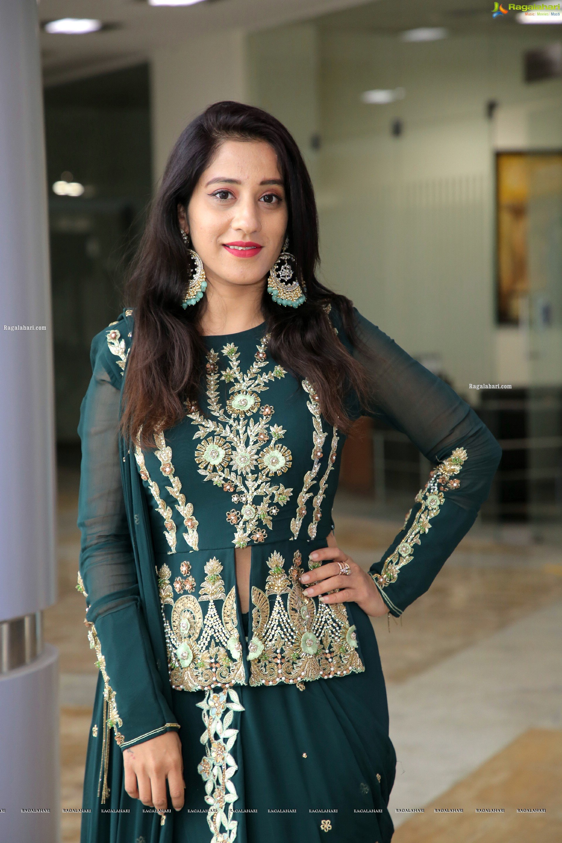 Aaisha Rawat in Bottle Green Dress, HD Photo Gallery