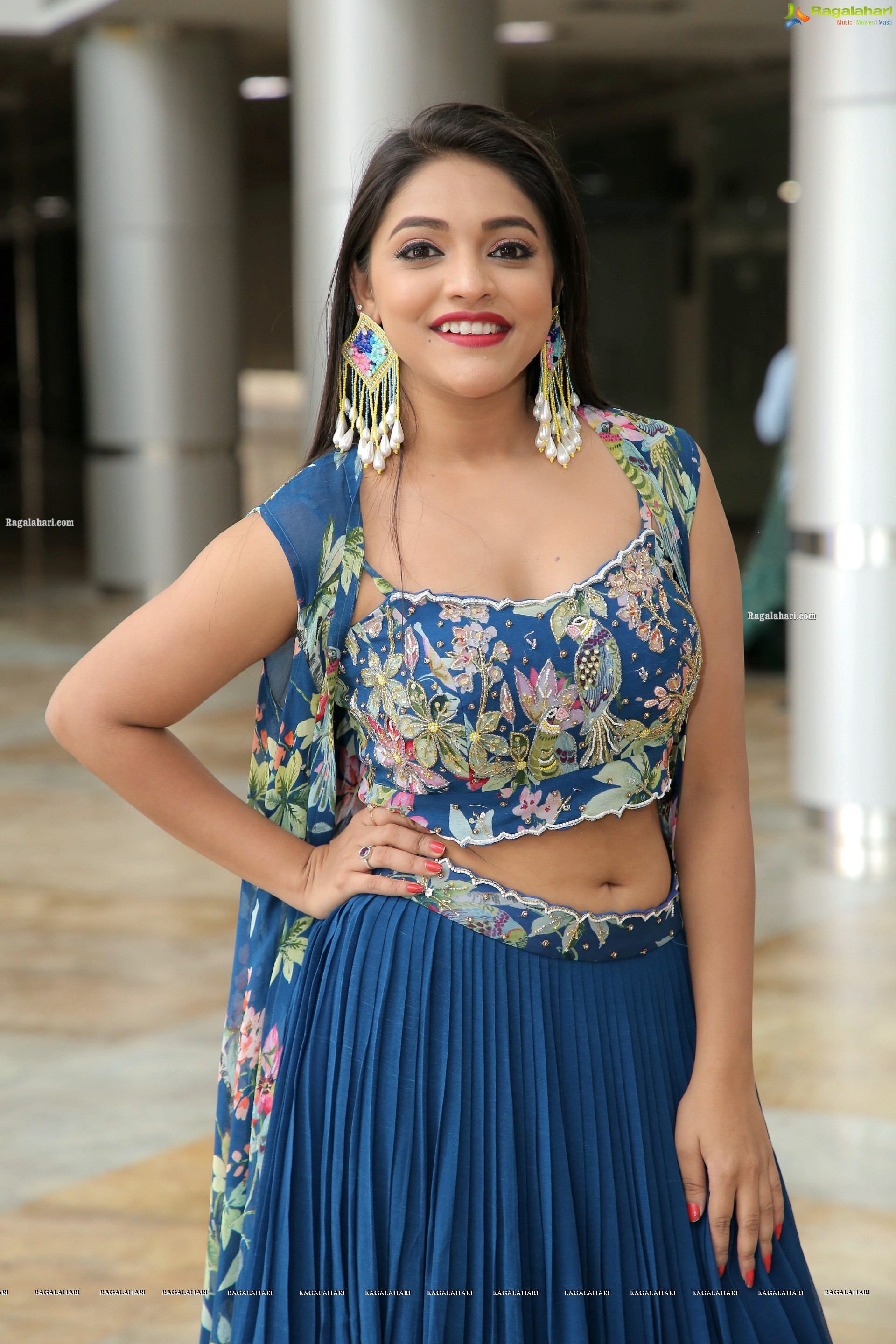 Ishwarya Vullingala in Blue Embellished Lehenga Choli, HD Photo Gallery