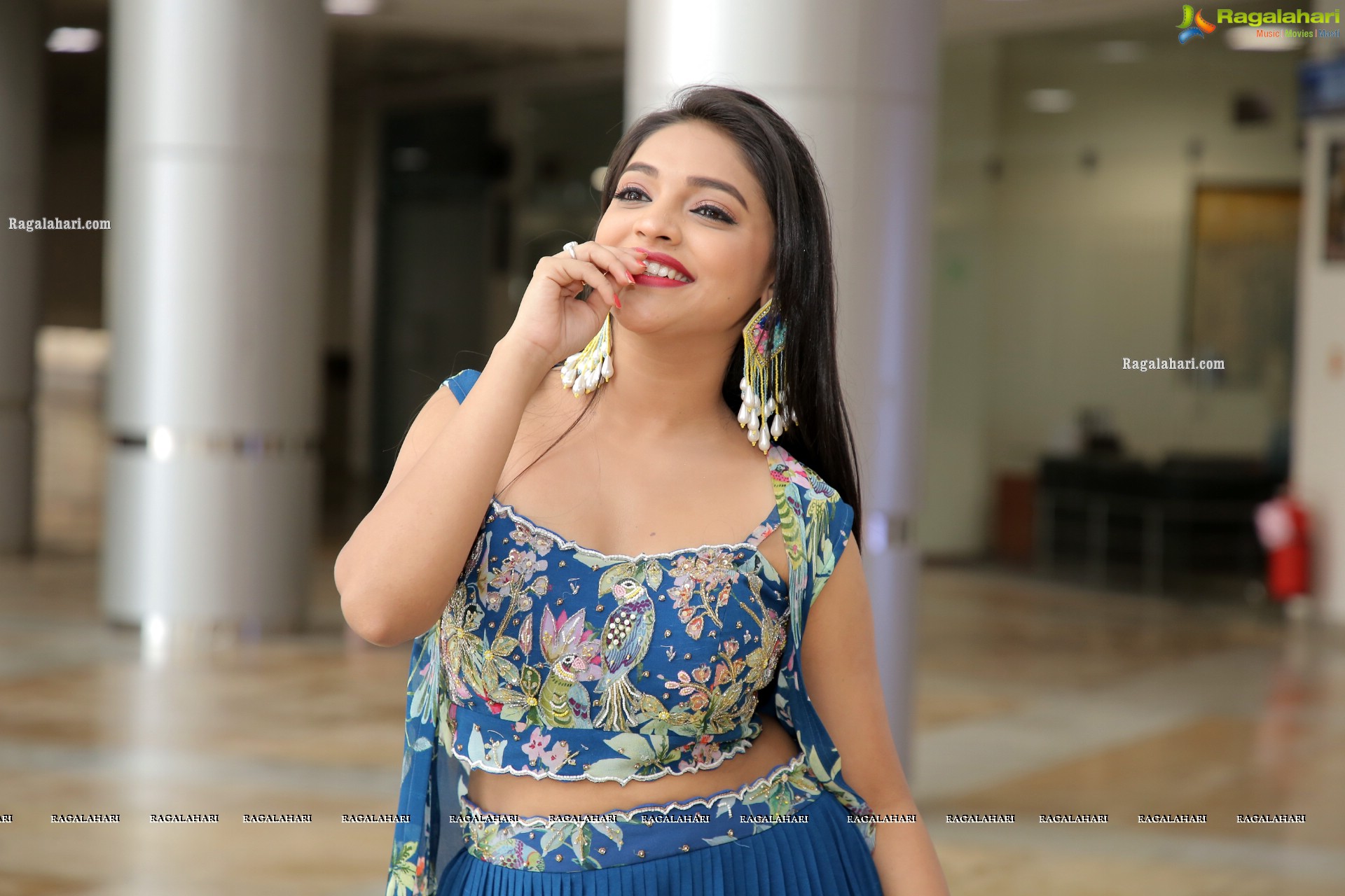 Ishwarya Vullingala in Blue Embellished Lehenga Choli, HD Photo Gallery