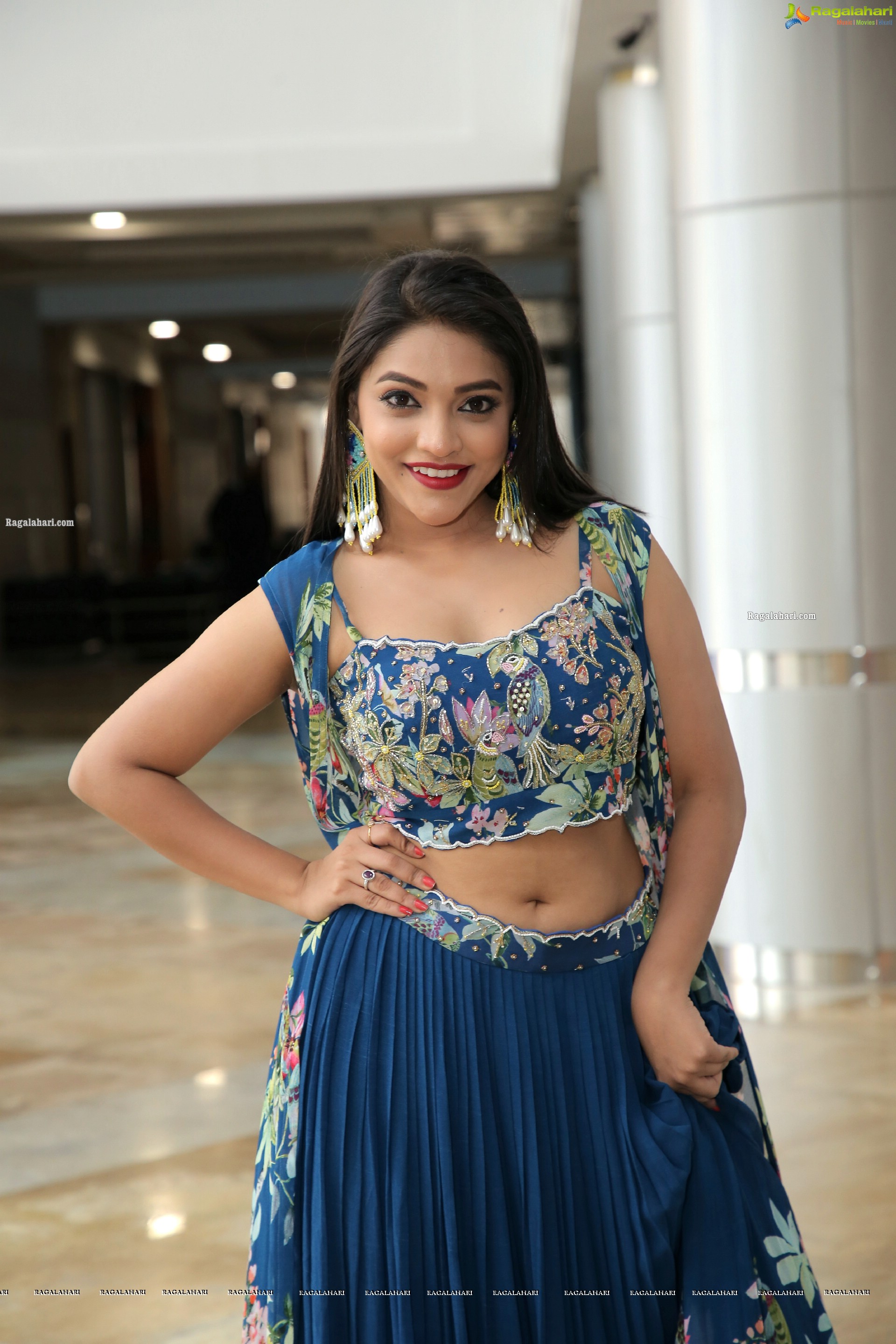 Ishwarya Vullingala in Blue Embellished Lehenga Choli, HD Photo Gallery