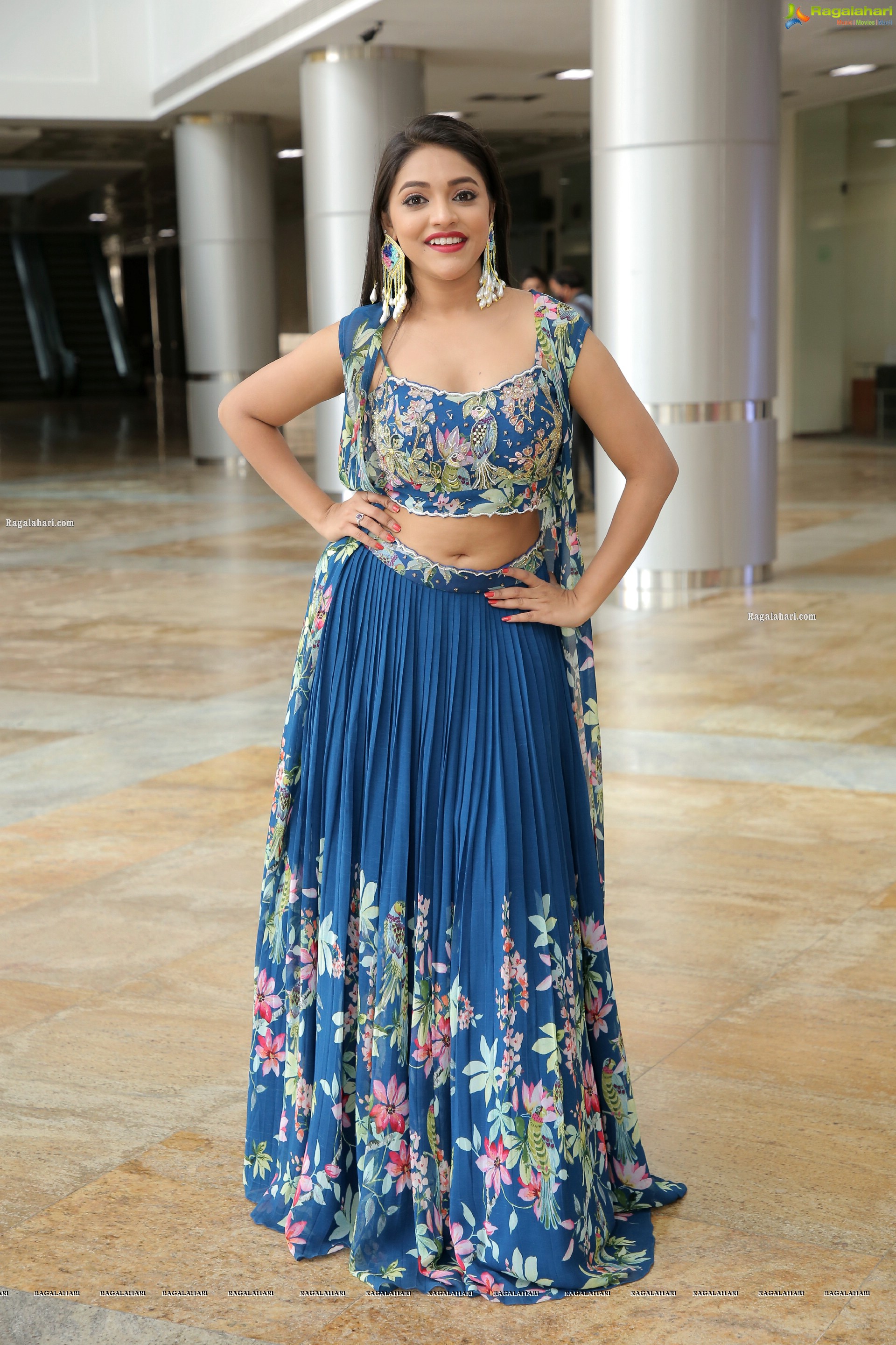 Ishwarya Vullingala in Blue Embellished Lehenga Choli, HD Photo Gallery