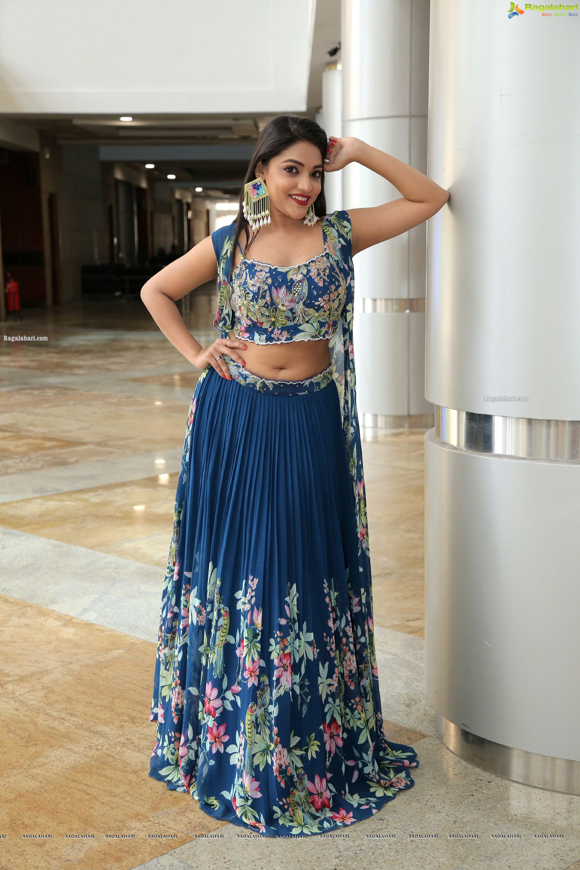 Ishwarya Vullingala in Blue Embellished Lehenga Choli, HD Photo Gallery