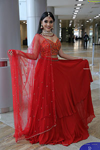 Ishwarya Vullingala in Red Designer Lehenga Choli