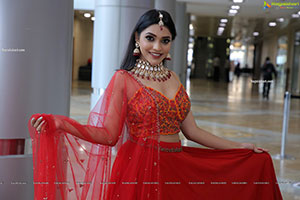 Ishwarya Vullingala in Red Designer Lehenga Choli